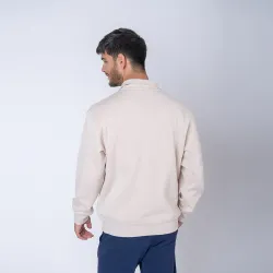 Buzo Felpa Medio Cierre Metal Beige