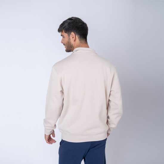 Buzo Felpa Medio Cierre Metal Beige