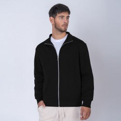 Campera Felpa Cierre Metal Negro