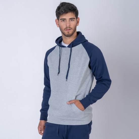 Canguro Felpa SW gris melange/azul