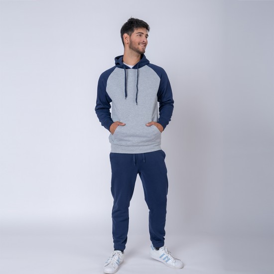 Canguro Felpa SW gris melange/azul