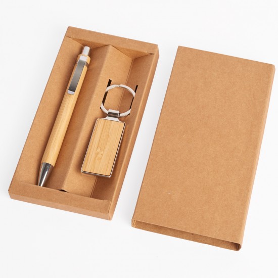 Set lapicera y llavero Bamboo