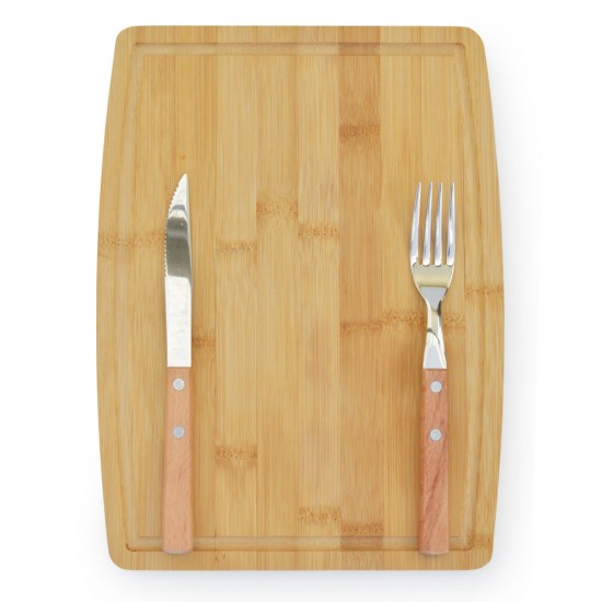 Tabla Parrillera Bamboo Premium c/cubiertos 30x22 cm