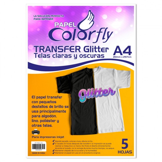 Papel Transfer Glitter A4 5 Hojas