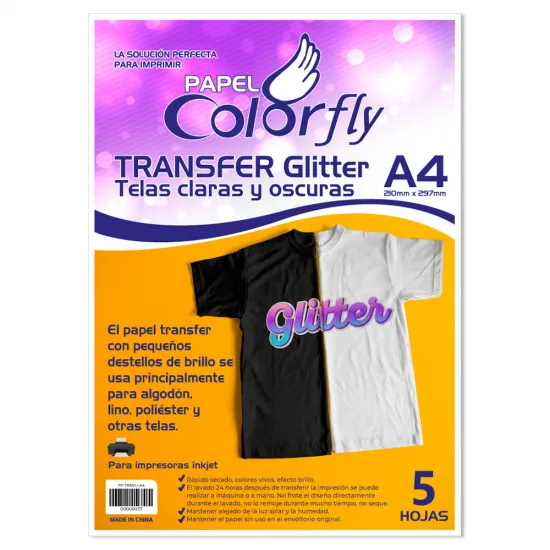 Papel Transfer Glitter A4 5 Hojas