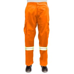 Pantalón Cargo Industrial Naranja Con Reflectivo 