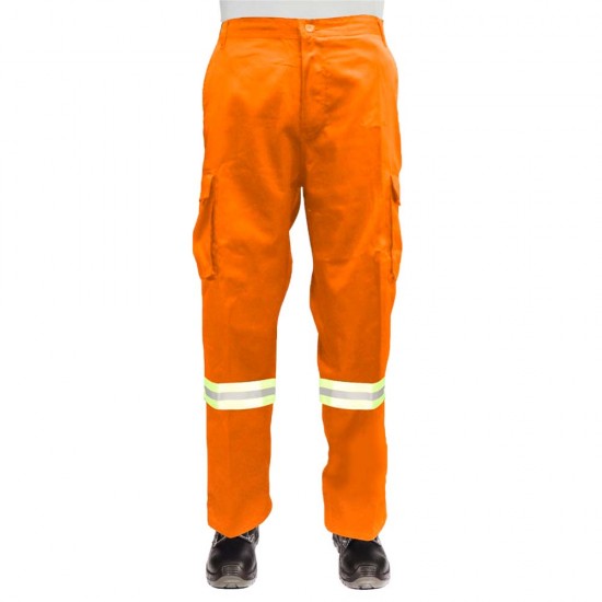 Pantalón Cargo Industrial Naranja Con Reflectivo 