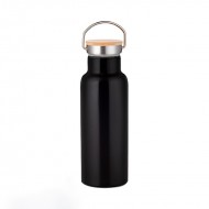 Botella Acero/Bambu 500ml Negro