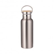 Botella Acero/Bambu 500ml Plata