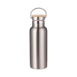 Botella Acero/Bambu 500ml Plata
