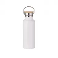 Botella Acero/Bambu 500ml Blanco