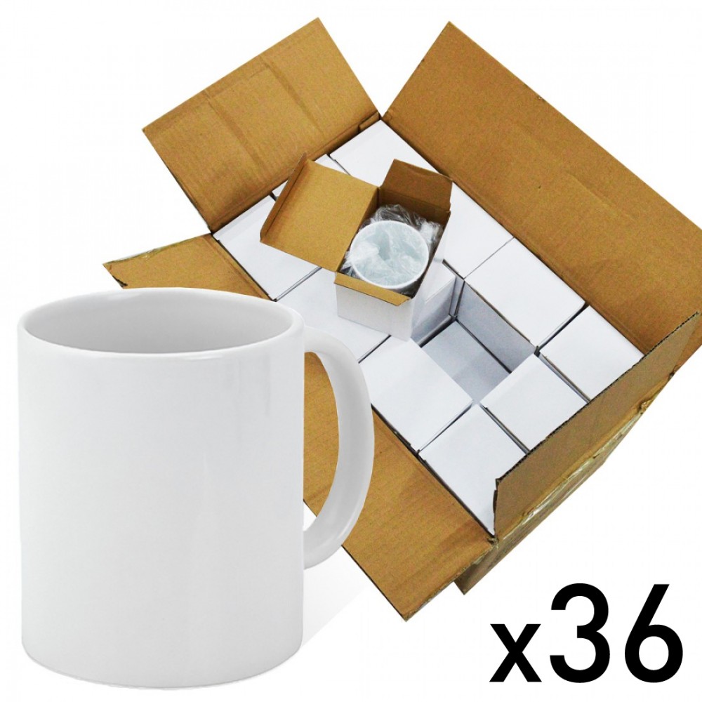Caja 36 jarros sublimables "A" con caja