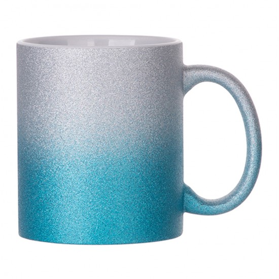 Jarro glitter degrade plateado/ celeste