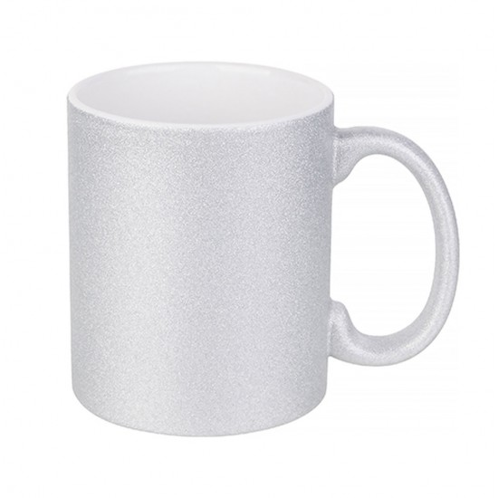 Jarro glitter plateado 11oz