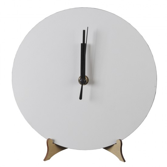 Reloj redondo Madera Cristal sub. 20cm c/soporte y caja