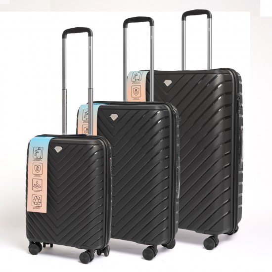Set Valijas Polipropileno Premium 20" 24" 28" Negro