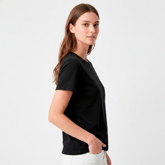 Camiseta Dama Essential Algodón Negro