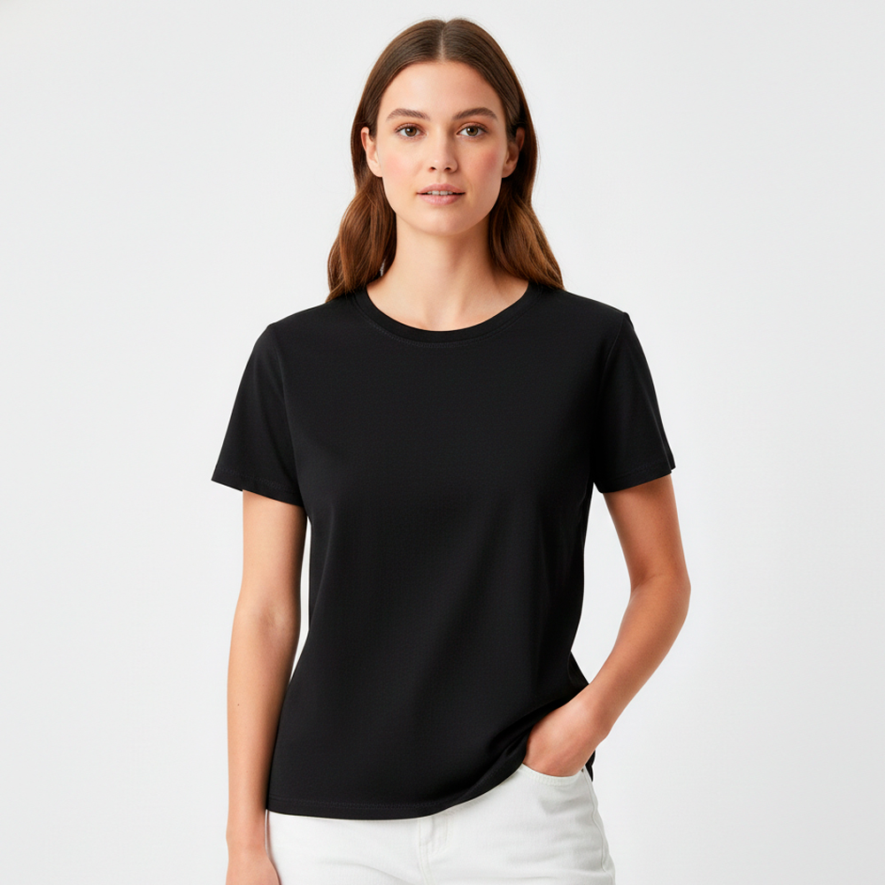 Camiseta Dama Essential Algodón Negro