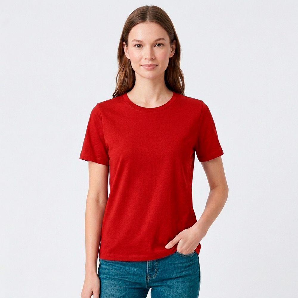 Camiseta Dama Essential Algodón Rojo