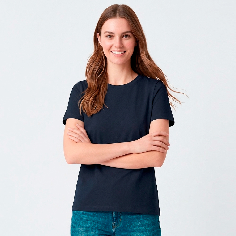 Camiseta Dama Essential Algodón Azul Marino