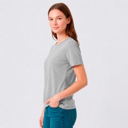 Camiseta Dama Essential Algodón Gris Melange