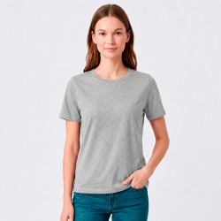 Camiseta Dama Essential Algodón Gris Melange