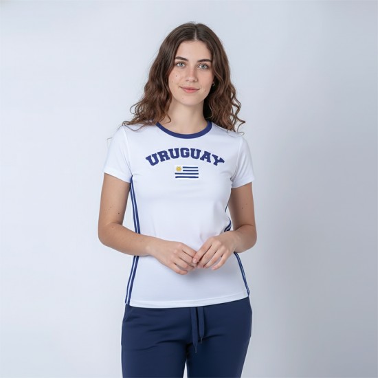 Camiseta Dama Bandera Uruguay Blanco