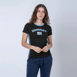 Camiseta Dama Bandera Uruguay Negro