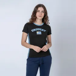 Camiseta Dama Bandera Uruguay Negro