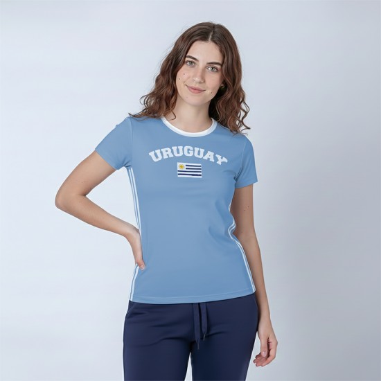 Camiseta Dama Bandera Uruguay Celeste