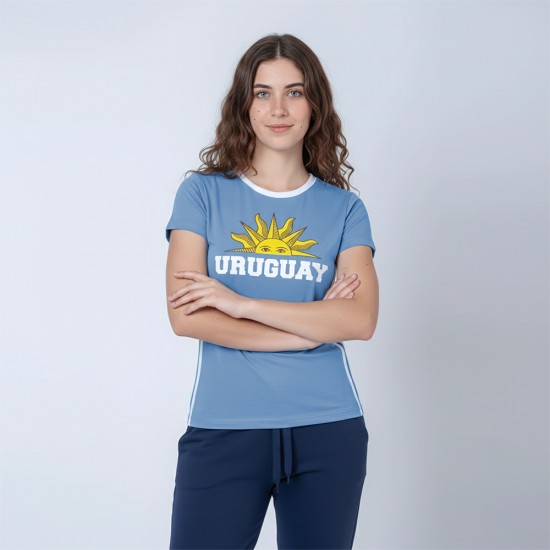 Camiseta Dama Sol Uruguay Celeste