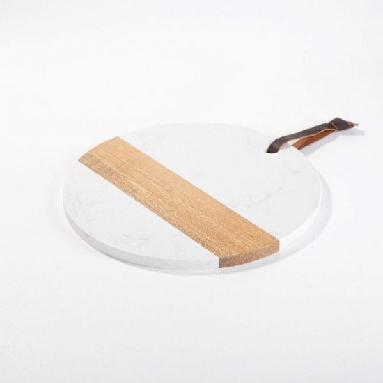 Tabla Combinada Para Grabar Redonda Acacia 30cm
