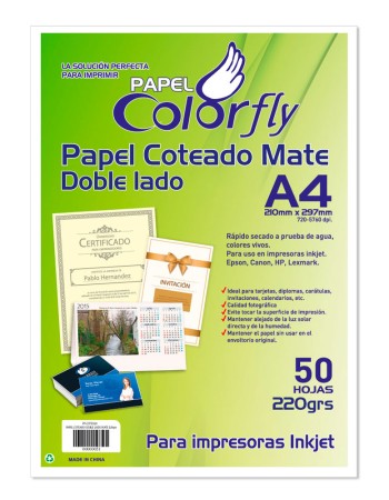 Papel Coteado Doble Lado A4 Mate 220g