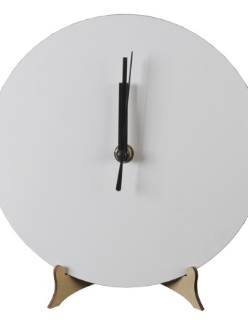 Reloj redondo Madera Cristal sub. 20cm c/soporte y caja